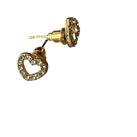 ๐Sale ๐2 for $10 NWOT white rhinestones hearts gold (color) post earrings - Picture 2 of 5
